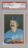 Dan Quisenberry from the 1981 Topps set graded by PSA and given an overall grade of 9.