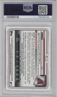 Corbin Carroll from the 2020 Bowman Draft set featuring a Refractor parallel graded by PSA and given an overall grade of 10.