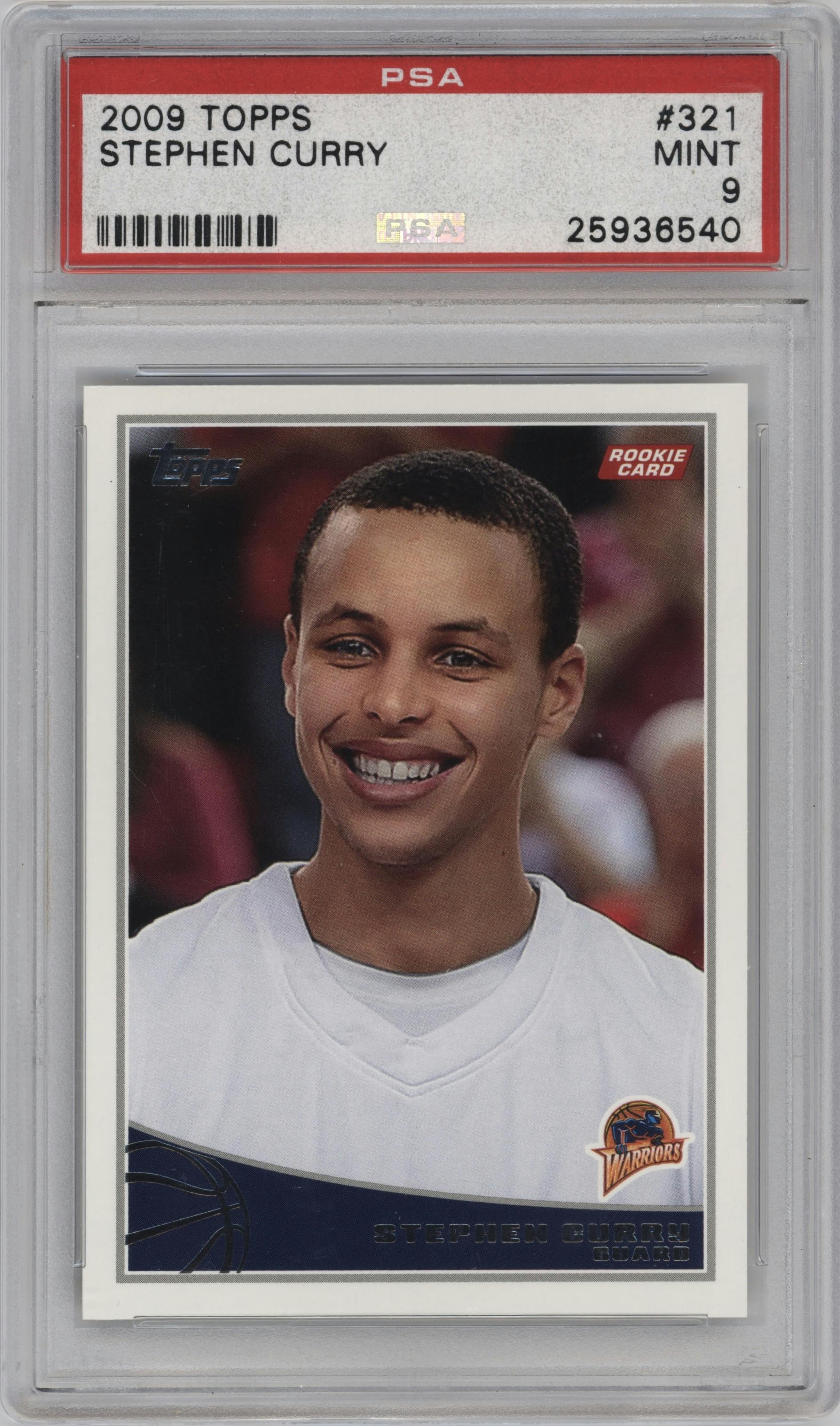 Stephen Curry from the 2009-10 Topps set graded by PSA and given an overall grade of 9.