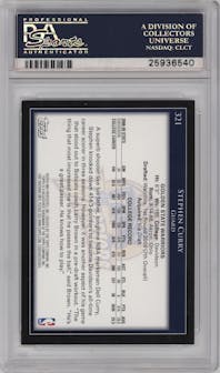Stephen Curry from the 2009-10 Topps set graded by PSA and given an overall grade of 9.