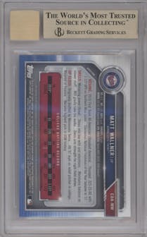 Matt Wallner from the 2019 Bowman Draft set graded by Beckett and given an overall grade of 9.5.
