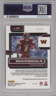 Brian Robinson Jr. from the 2022 Panini Donruss Optic set featuring a Red parallel graded by PSA and given an overall grade of 9.