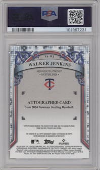 Walker Jenkins from the 2024 Bowman Sterling set graded by PSA and given an overall grade of 10.