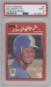 Ken Griffey Jr. from the 1990 Donruss Learning Series set graded by PSA and given an overall grade of 9.