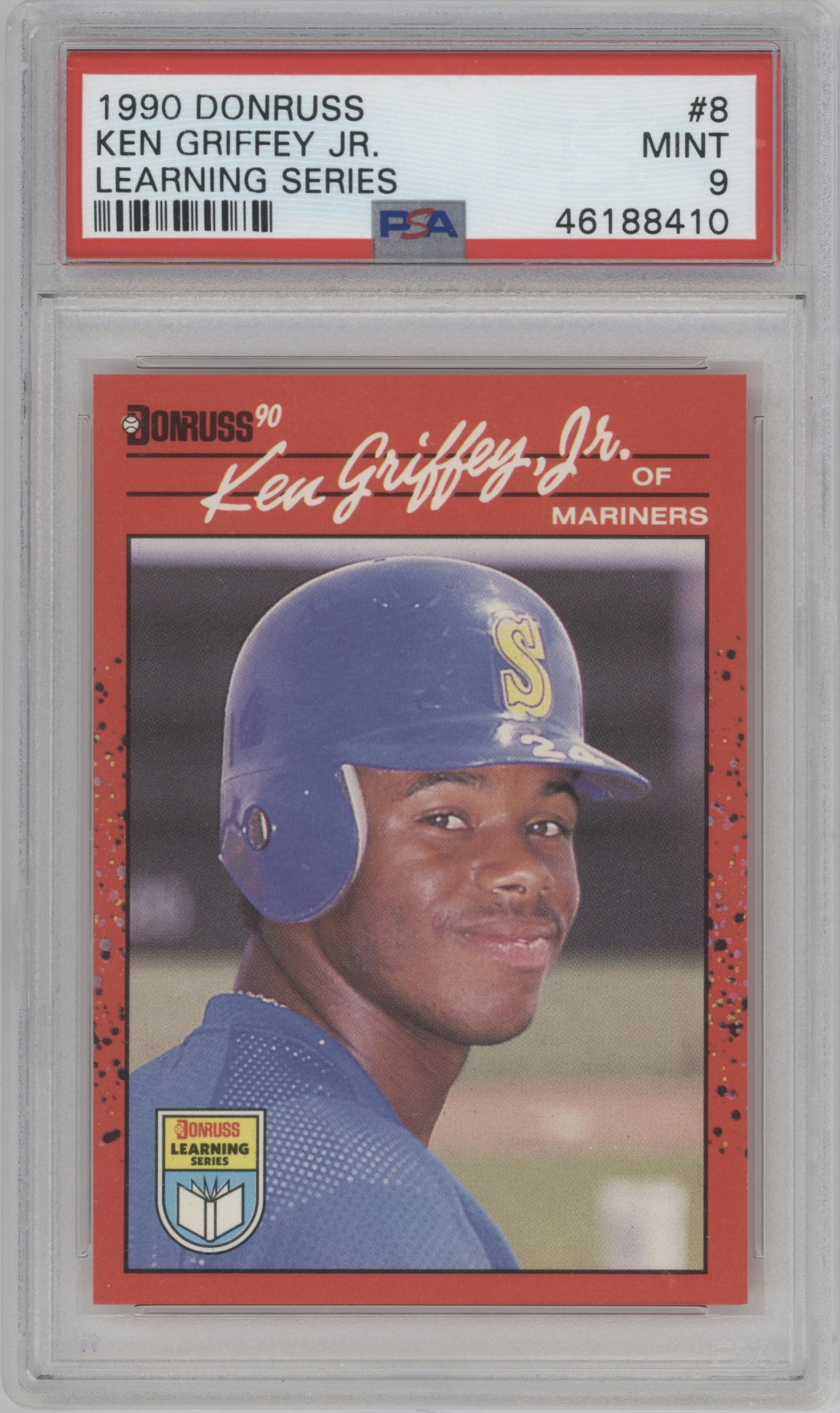 Ken Griffey Jr. from the 1990 Donruss Learning Series set graded by PSA and given an overall grade of 9.