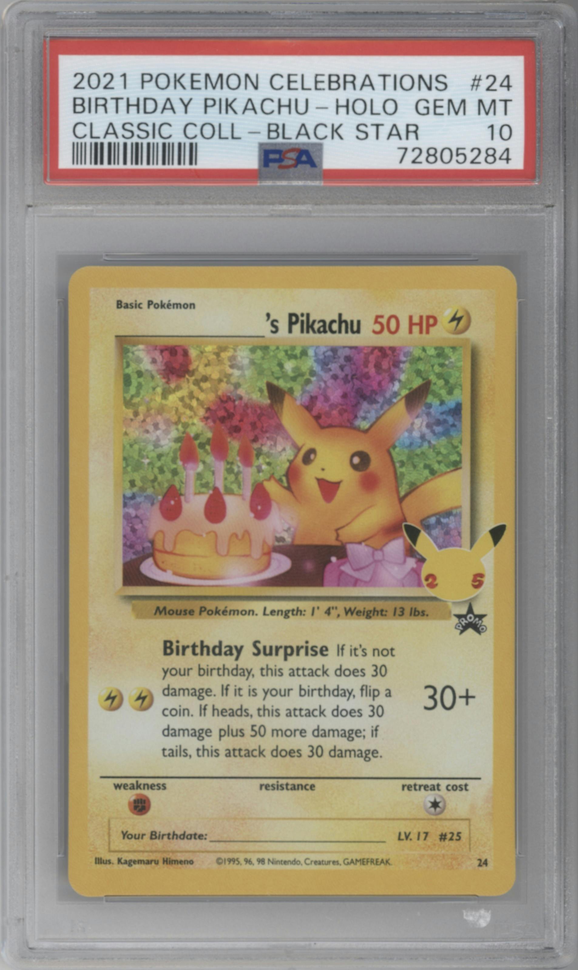 ______'s Pikachu from the 2021 Pokemon SWSH set graded by PSA and given an overall grade of 10.