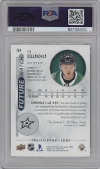 Ty Dellandrea from the 2020-21 SP Authentic set graded by PSA and given an overall grade of 9.