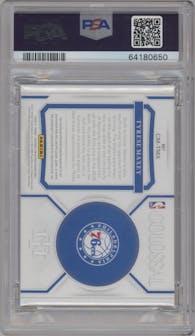 Tyrese Maxey from the 2020-21 Panini National Treasures set graded by PSA and given an overall grade of 9.