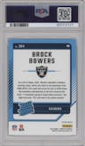 Brock Bowers from the 2024 Donruss set featuring a Football Emoji parallel graded by PSA and given an overall grade of 9.