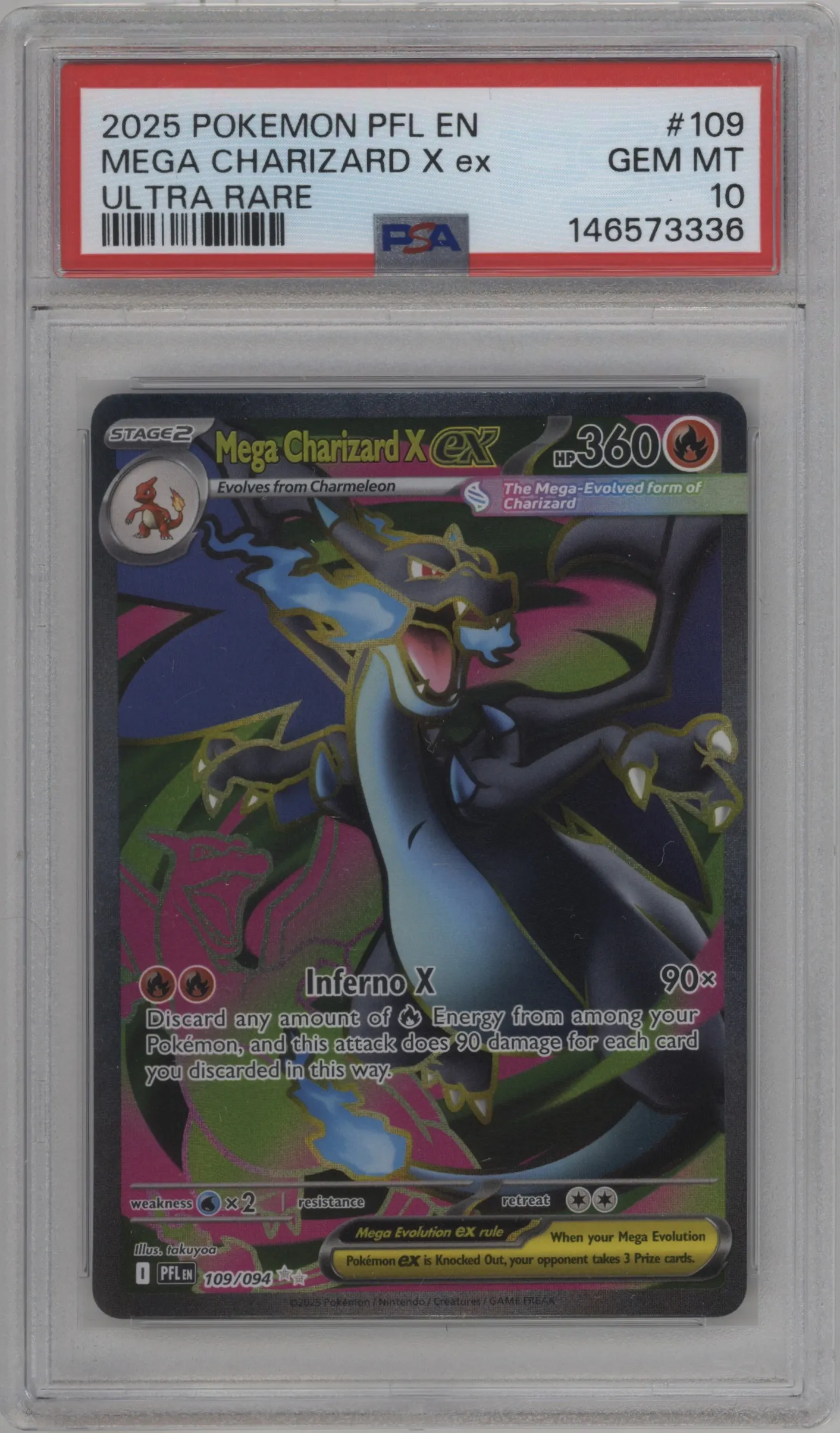 2025 Pokemon Mega Evolution Phan. Flames Mega Charizard X ex PSA 10