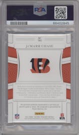 Ja'Marr Chase from the 2021 Panini National Treasures set graded by PSA and given an overall grade of 10.
