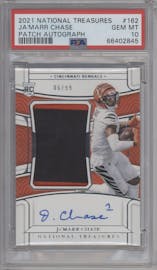 Ja'Marr Chase from the 2021 Panini National Treasures set graded by PSA and given an overall grade of 10.