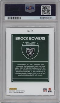 Brock Bowers from the 2024 Donruss set graded by PSA and given an overall grade of 9.
