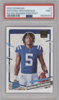 Anthony Richardson from the 2023 Panini Donruss set graded by PSA and given an overall grade of 9.