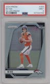 Bo Nix from the 2024 Panini Prizm set featuring a Silver Prizm parallel graded by PSA and given an overall grade of 9.