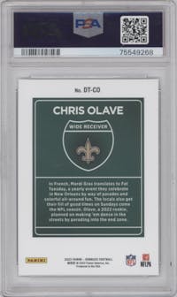 Chris Olave from the 2022 Panini Donruss set graded by PSA and given an overall grade of 9.