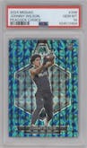 Johnny Wilson  from the 2024 Panini Mosaic set featuring a Choice Peacock parallel graded by PSA and given an overall grade of 10.