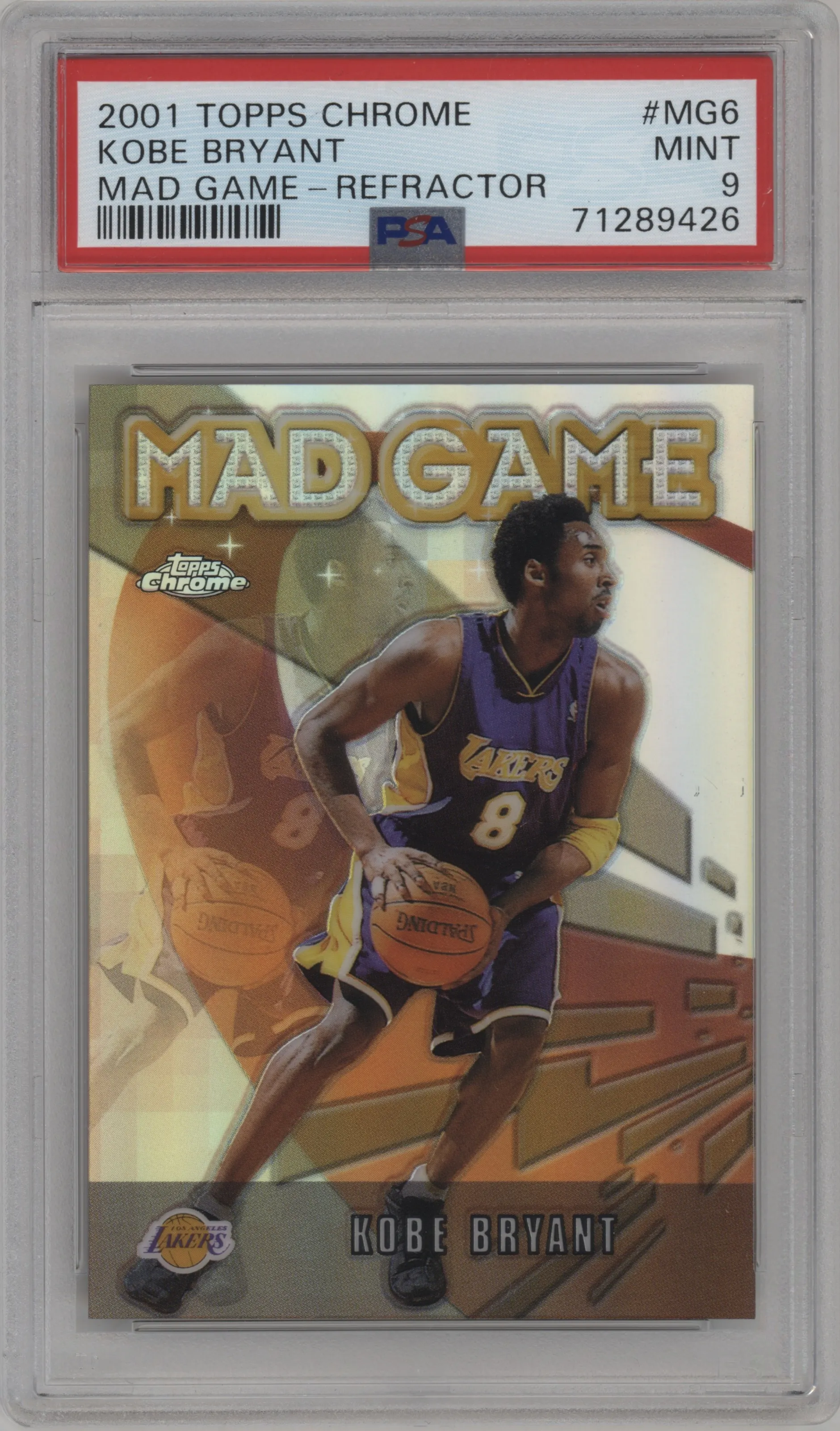 2001 Topps Chrome Mad Game Kobe Bryant Refractor #MG6 PSA 9