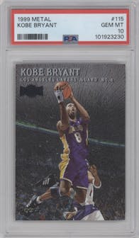 Kobe Bryant from the 1999-00 Skybox Metal set graded by PSA and given an overall grade of 10.