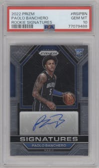 Paolo Banchero from the 2022-23 Panini Prizm  set graded by PSA and given an overall grade of 10.