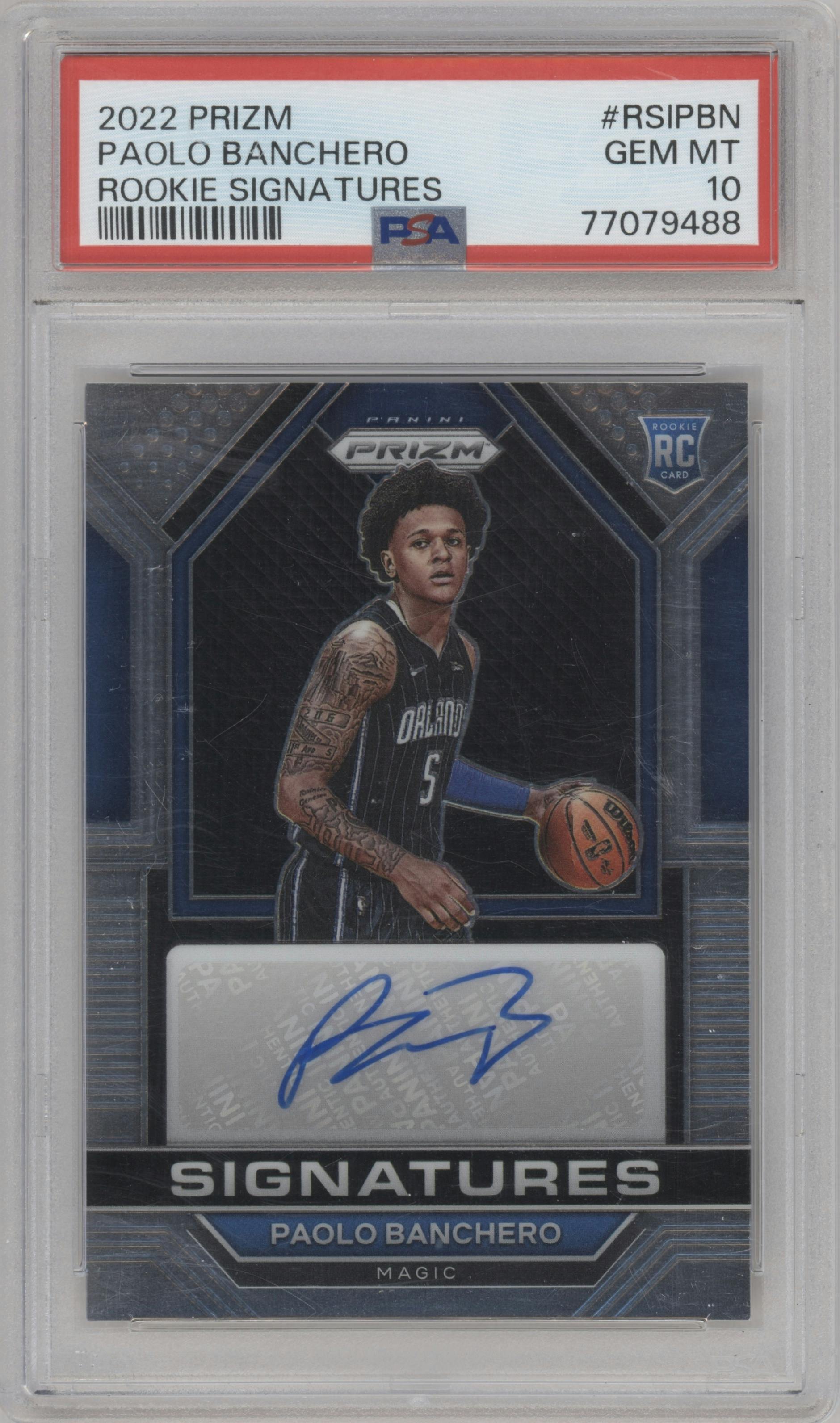 Paolo Banchero from the 2022-23 Panini Prizm  set graded by PSA and given an overall grade of 10.