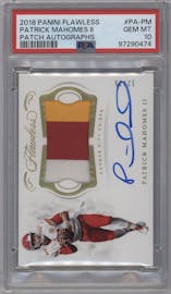Patrick Mahomes II from the 2018 Panini Flawless set graded by PSA and given an overall grade of 10.