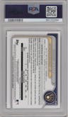 Cooper Pratt from the 2024 Bowman set featuring a Gold Refractor parallel graded by PSA and given an overall grade of 10.