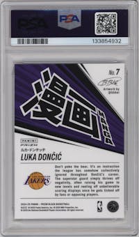 Luka Doncic from the 2024-25 Panini Prizm Black set graded by PSA and given an overall grade of 10.