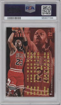 Michael Jordan from the 1995-96 Fleer set graded by PSA and given an overall grade of 9.