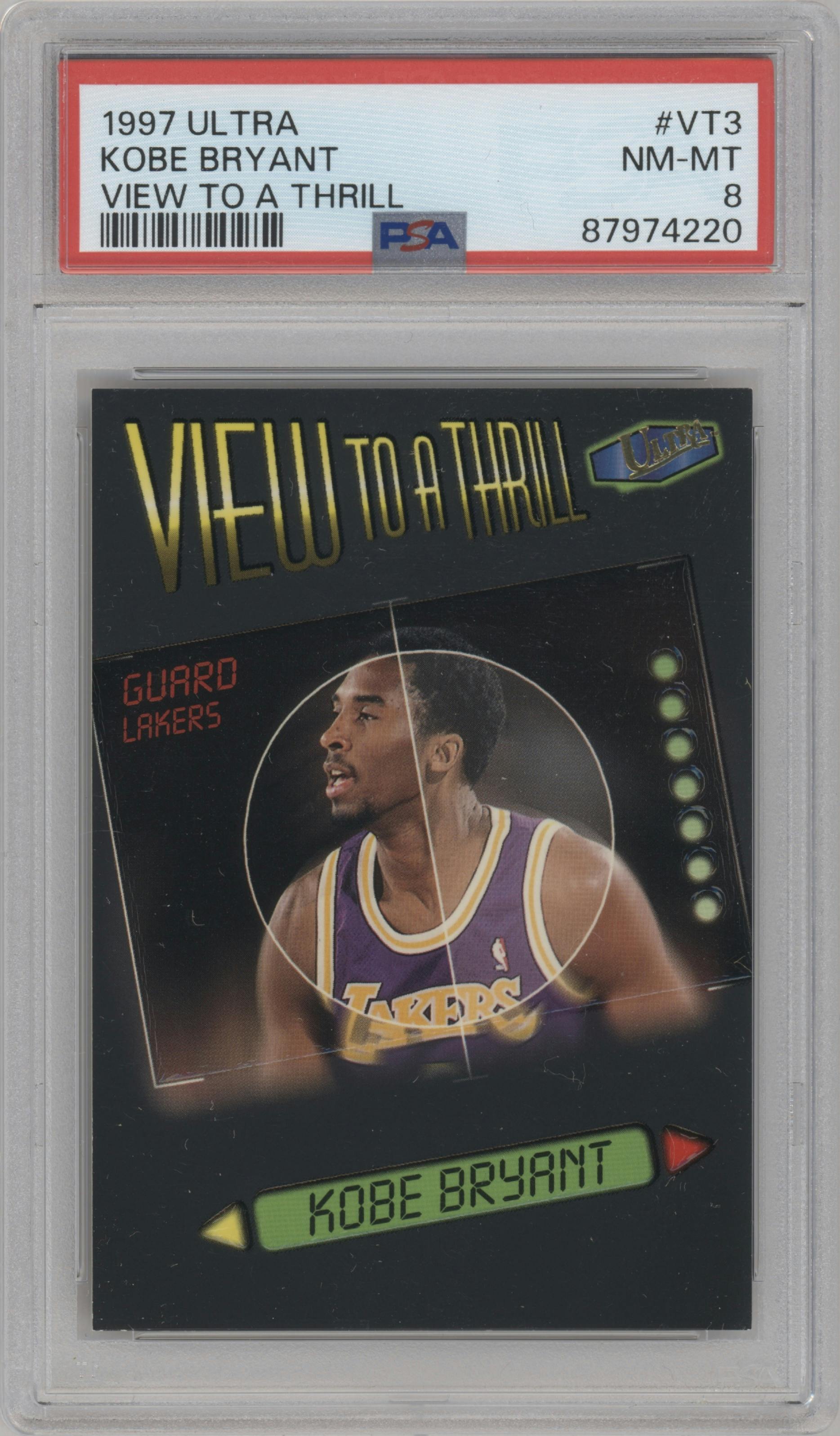 Kobe Bryant from the 1997-98 Fleer Ultra set graded by PSA and given an overall grade of 8.