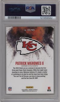 Patrick Mahomes II from the 2024 Panini Phoenix set graded by PSA and given an overall grade of 10.