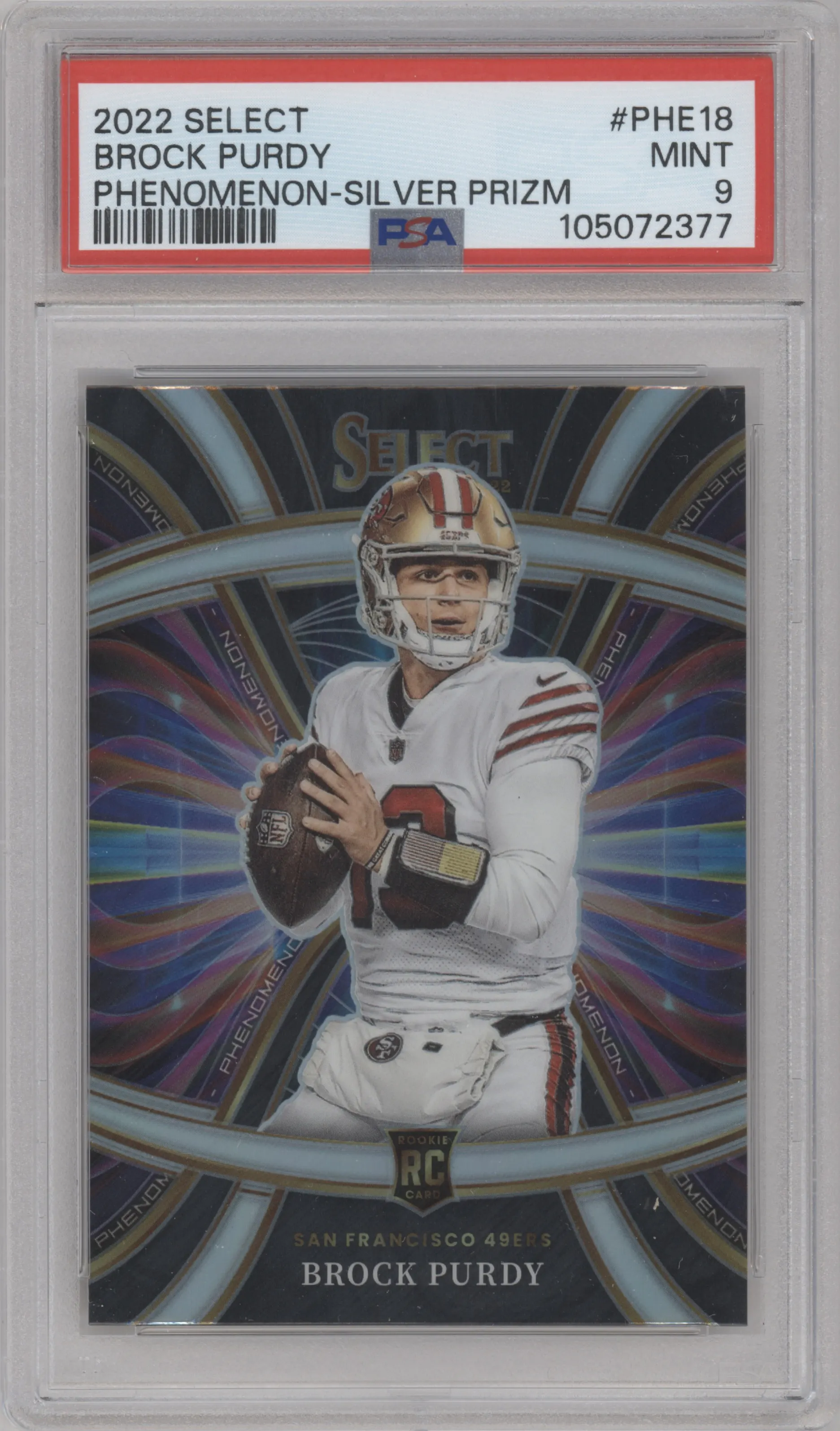 2022 Panini Select Phenomenon Brock Purdy Silver Prizm #PHE-18 PSA 9