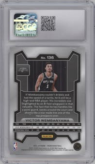 Victor Wembanyama from the 2023-24 Panini Prizm set graded by CSG and given an overall grade of 9.