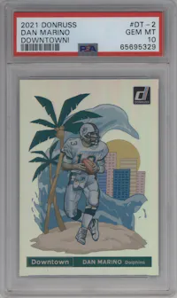 Dan Marino  from the 2021 Panini Donruss set graded by PSA and given an overall grade of 10.