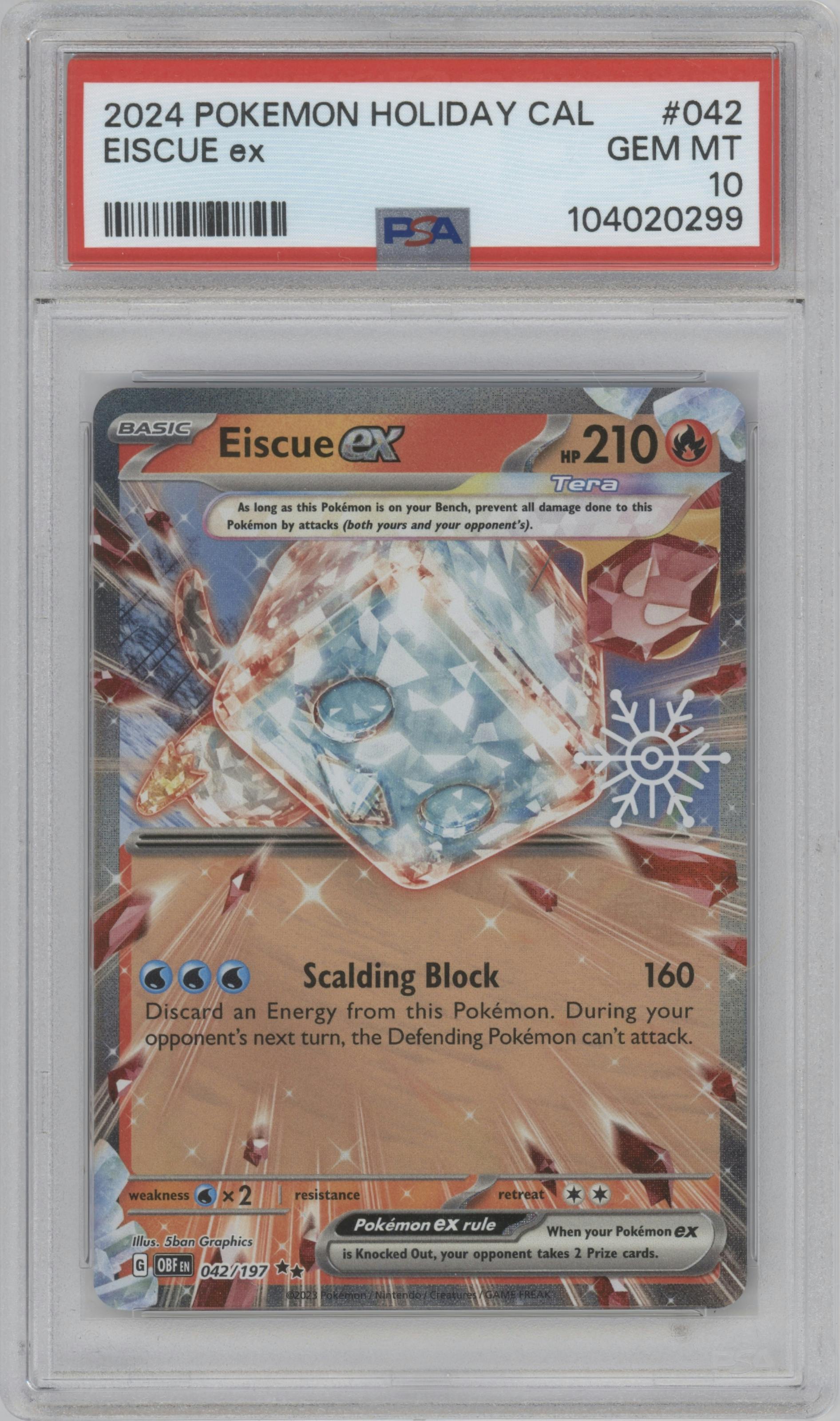 Eiscue ex from the 2024 Pokemon SV set graded by PSA and given an overall grade of 10.