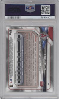 Shohei Ohtani from the 2018 Bowman set graded by PSA and given an overall grade of 9.