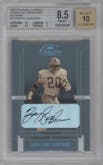 Barry Sanders  from the 2005 Donruss Classics set featuring a Platinum parallel graded by Beckett and given an overall grade of 8.5.
