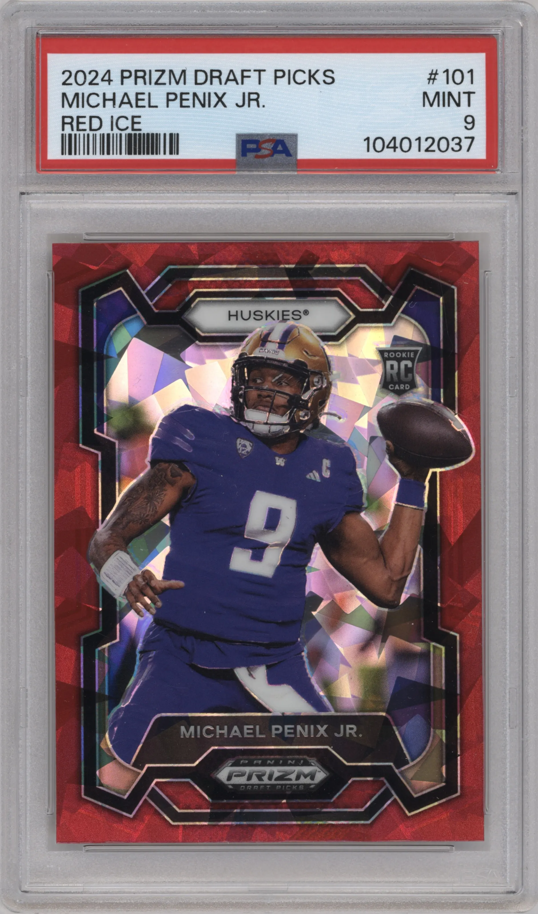 2024 Panini Prizm Draft Picks Michael Penix Jr. Red Ice #101 PSA 9