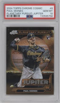 Paul Skenes from the 2024 Topps Cosmic Chrome set graded by PSA and given an overall grade of 10.