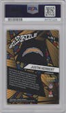 Justin Herbert from the 2023 Panini Mosaic set graded by PSA and given an overall grade of 10.