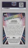 Jackson Chourio from the 2024 Topps Chrome Update set featuring a Gold Refractor parallel graded by PSA and given an overall grade of 10.