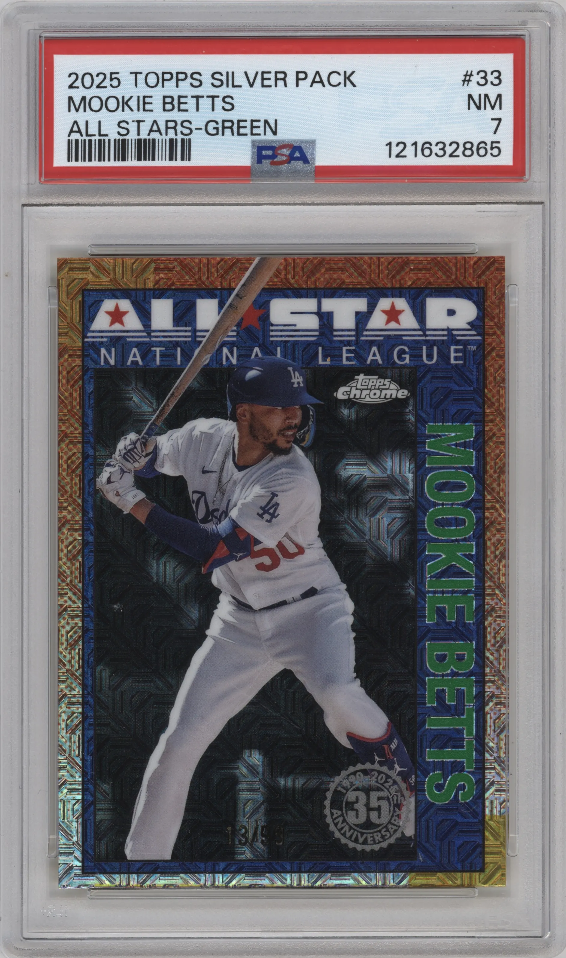 2025 Topps '90 35th Anniv.Chr.AS Mookie Betts Green Refractor #90ASC-33 PSA 7