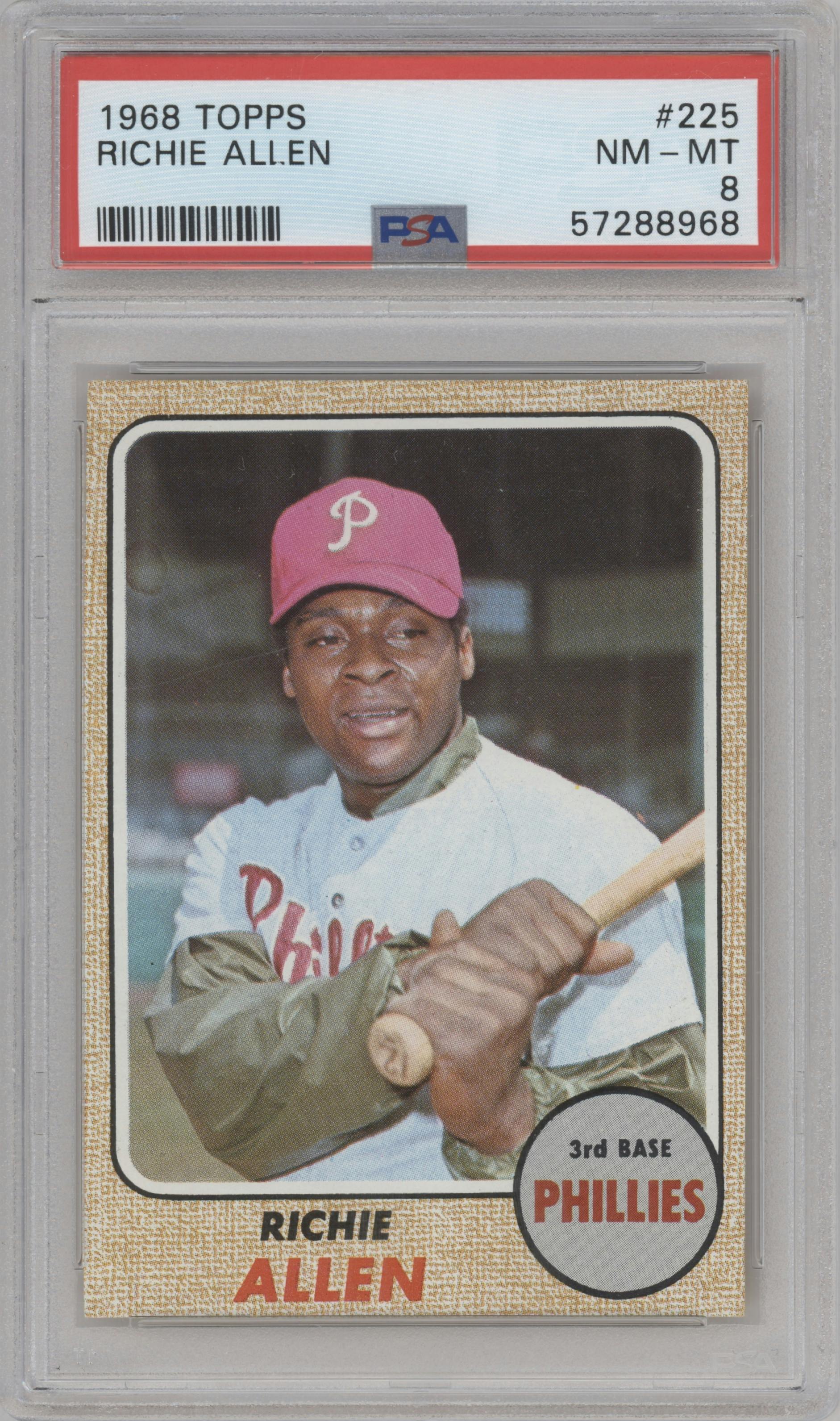 Richie Allen from the 1968 Topps set graded by PSA and given an overall grade of 8.