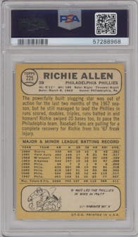 Richie Allen from the 1968 Topps set graded by PSA and given an overall grade of 8.