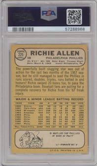 Richie Allen from the 1968 Topps set graded by PSA and given an overall grade of 8.