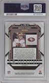 Brock Purdy from the 2022 Panini Chronicles set featuring a Silver parallel graded by PSA and given an overall grade of 10.