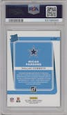 Micah Parsons from the 2021 Panini Donruss set featuring a Black Press Proof parallel graded by PSA and given an overall grade of 10.