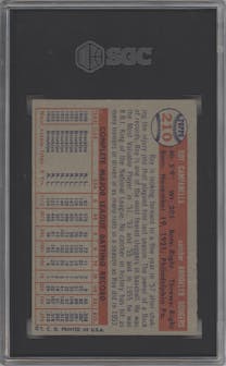 Roy Campanella from the 1957 Topps set graded by SGC and given an overall grade of 5.