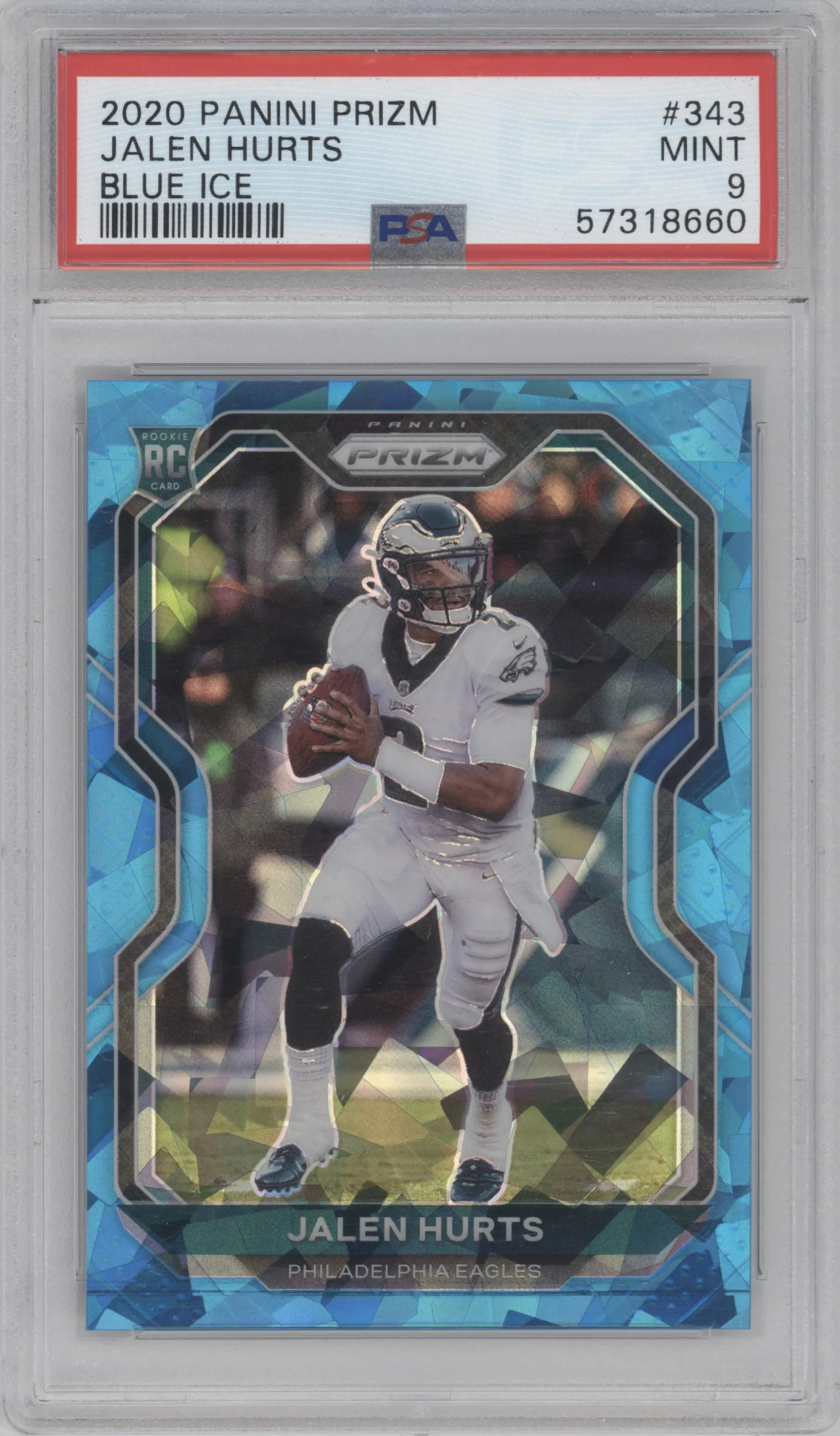2020 Panini Prizm Jalen Hurts Blue Ice PSA 9