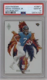 Brian Thomas Jr. from the 2024 Panini Phoenix set graded by PSA and given an overall grade of 10.